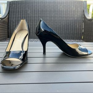 Tahari Black Peak-a-boo Toe Pumps